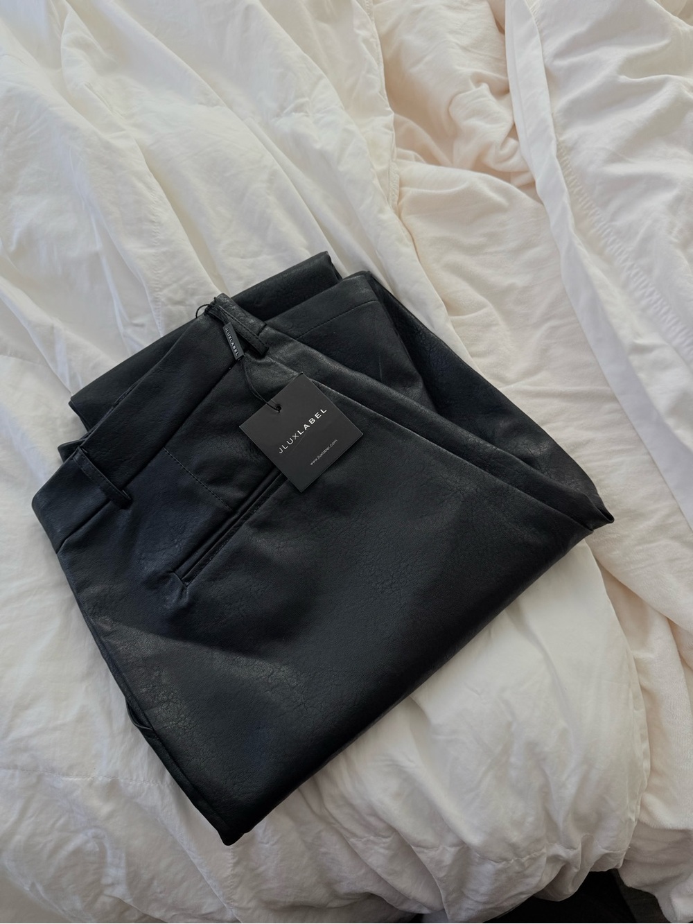 JLUXLABEL Black Levine Faux-Leather Trousers